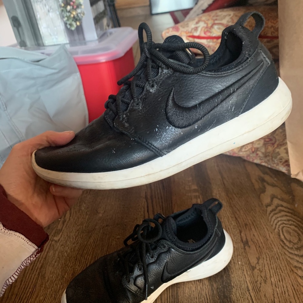 Black Leather Nike Roshes